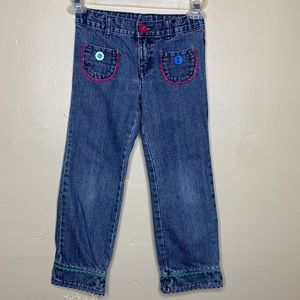GYMBOREE Jeans Rick Rack Trim Flower Button Accents Girls  5T